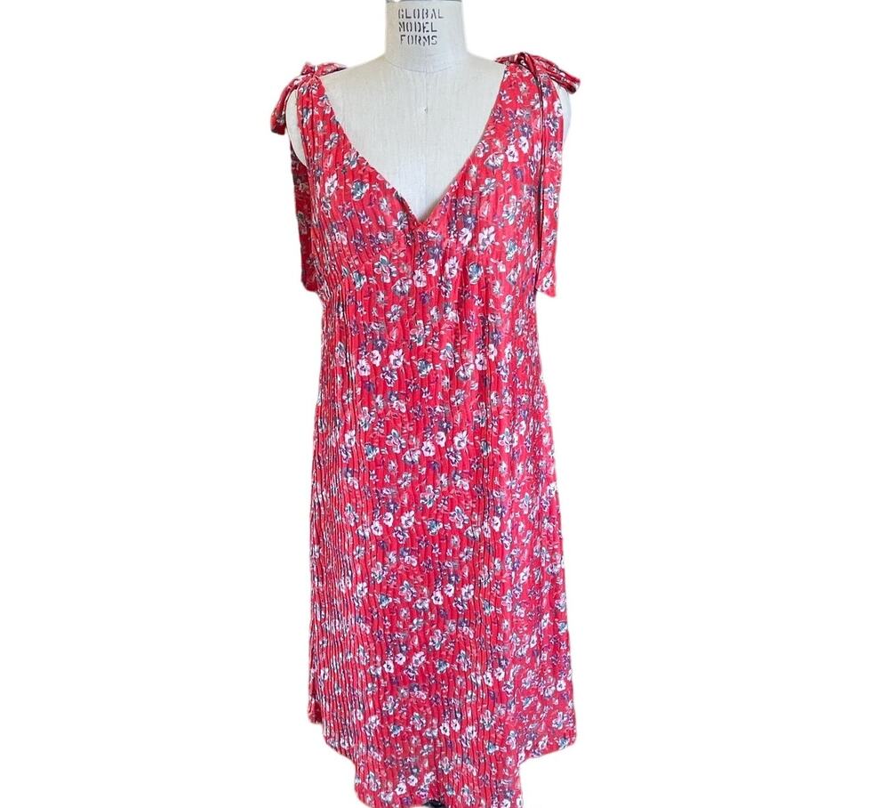 No. 6 Store Siene A-Line Tie Dress in Red Wisteria Floral Print Size Large